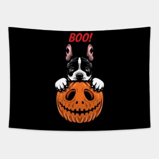 Halloween Pumpkin French Bulldog Tapestry