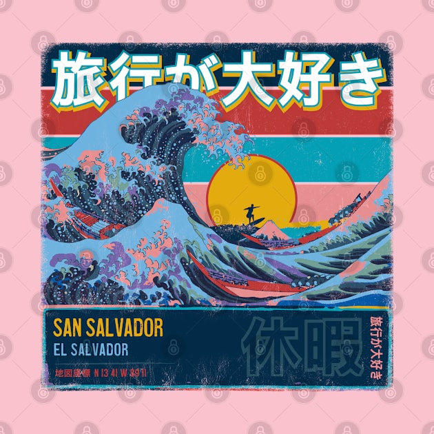 San Salvador, El Salvador, Japanese Wave Travel by MapYourWorld