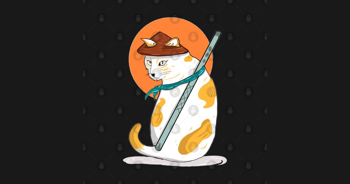 samurai cat - Samurai Cat - T-Shirt | TeePublic