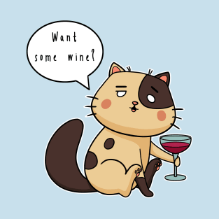 Cat with wine T-Shirt