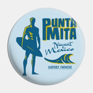 Punta Mita Surfer silhouette Vintage Pin