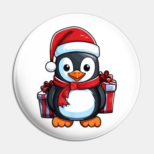 Cute Penguin Christmas Lights Santa Hat Xmas Pajama Pin