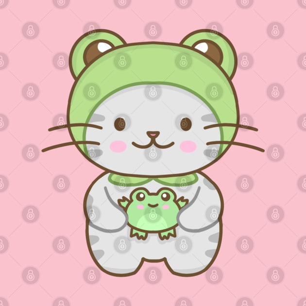 Cute cat with a frog costume by Miaufu&Friends