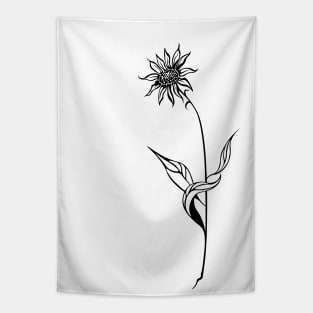 Line Art Flower Tapestry