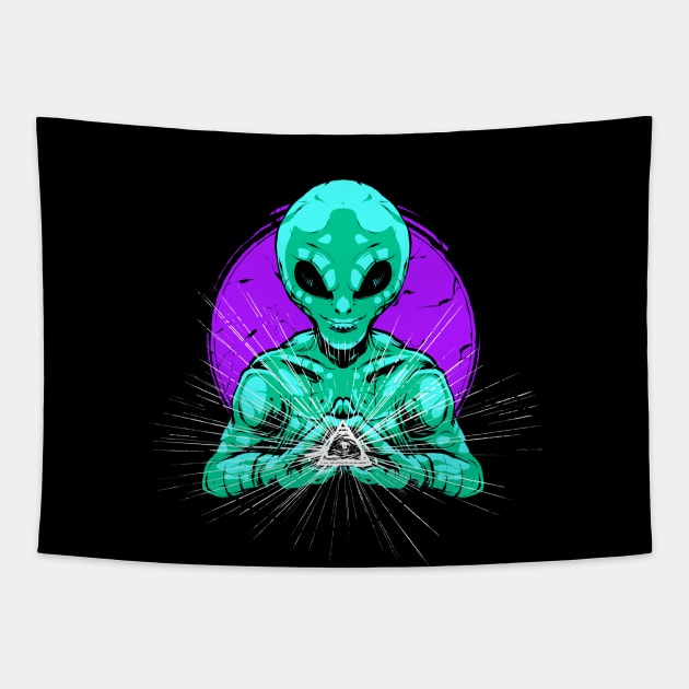 Illuminati Aliens Invasion Tapestry by BakaOutfit