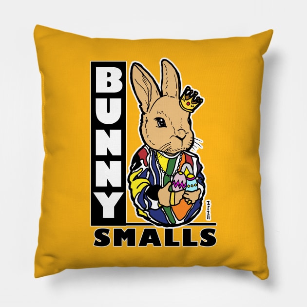 Bunny Smalls Easter Bunny Rabbit Rap Themed Art Pillow by sketchnkustom