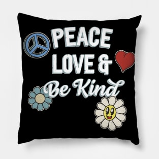 Peace Love And Kindness Hippie Retro Pillow