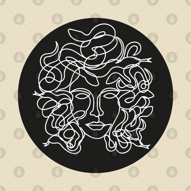 Medusa Single Line Style Black Circle by EyeseeMS