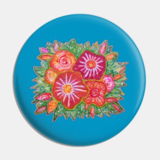 Fantasy Orange Flowers Pin