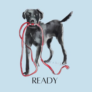 READY DOG Labrador with Leash T-Shirt