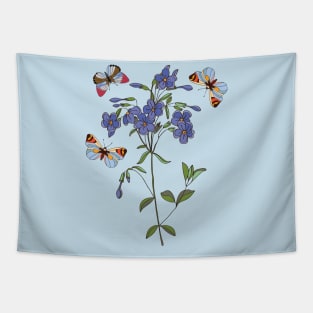 Botanical illustration a plant and a butterfly Tapestry