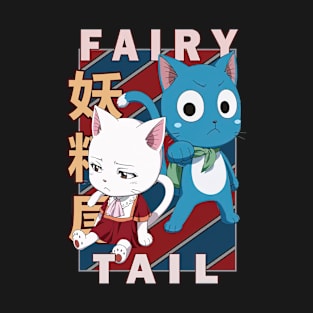 Happy And Carla Fairy Tail Feari Teiru Retro T-Shirt