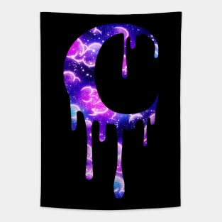 Galaxy Dripping Moon Tapestry