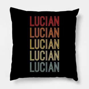 Lucian Name Vintage Retro Pattern Pillow