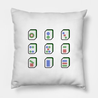 Mahjong Tiles Dots Suit 麻雀筒子 - Wheels, Circles, Coins, Stones, Marbles, Balls | I Love Mahjong | Cantonese Sticker Pillow