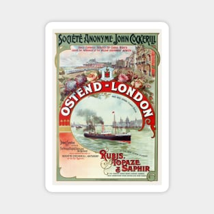 Ostend - London Belgium Vintage Poster 1900 Magnet