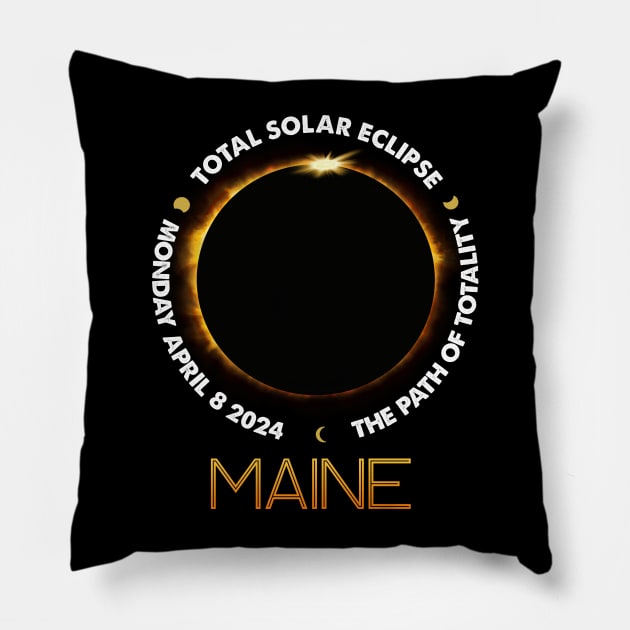 MAINE Total Solar Eclipse 2024 American Totality April 8 Pillow by Sky full of art