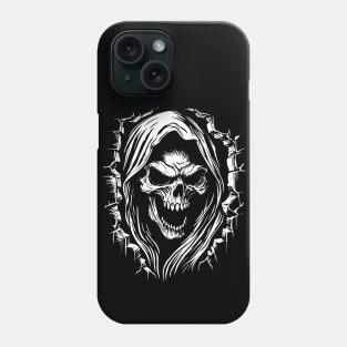 Angry Grim Reaper Horror Skeleton Inside a Cracked Wall Phone Case