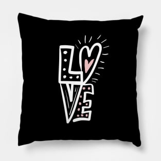 Love lettering design with heart as O  in white Pillow