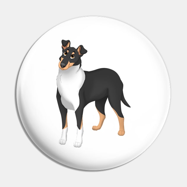 White, Black & Tan Smooth Collie Dog Pin by millersye