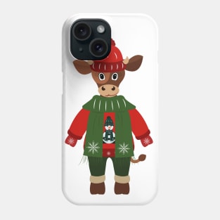 Cute bull. Symbol of 2021. Phone Case