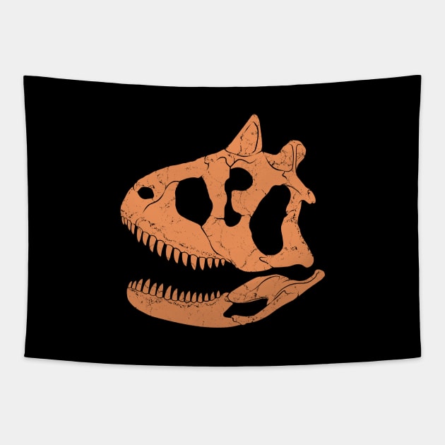 Carnotaurus fossil skull Tapestry by NicGrayTees