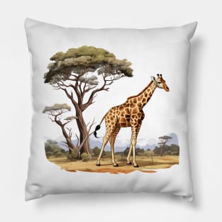 Watercolor Giraffe Pillow