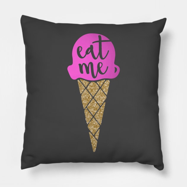 Eat me, Funny ice cream print Pillow by FuseTheory1