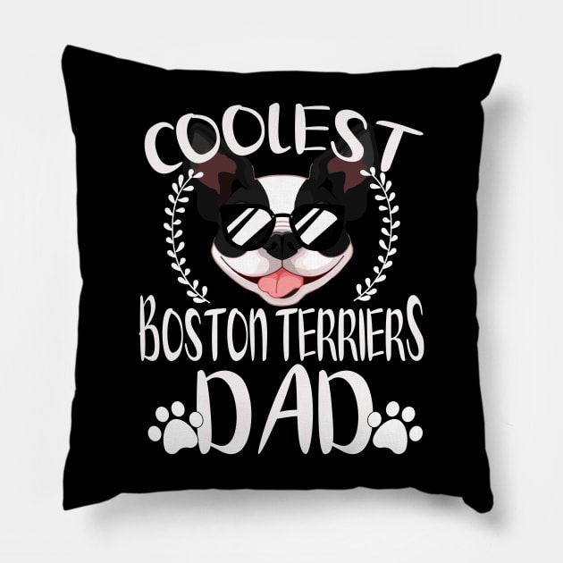 Glasses Coolest Boston Terriers Dog Dad Pillow by mlleradrian