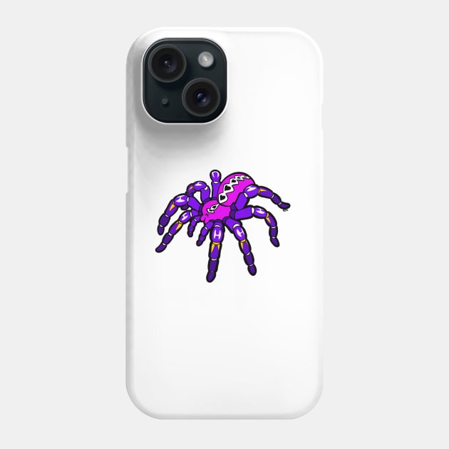 Purple Pokie Poecilotheria Metallica Gooty Sapphire Tarantula Bold Smooth Black Outline Phone Case by RJKpoyp