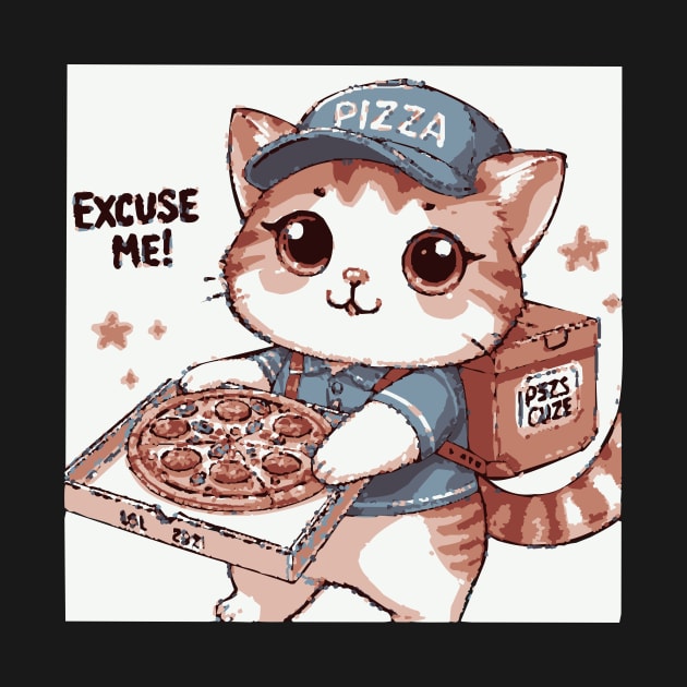 Pawsome Pizza Delivery: Cat Courier on the Move by Pickyysen