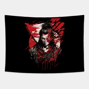 Samurai Warrior - Intense Blood Splatter Art Tapestry
