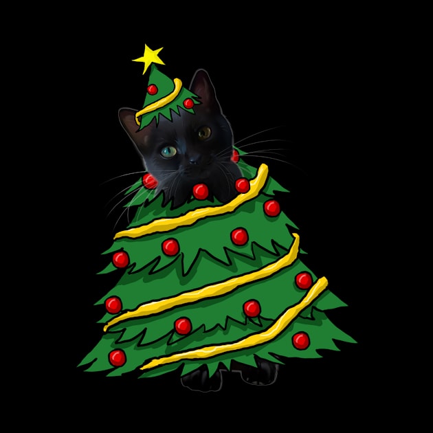 Black Cat Christmas Tree Funny Xmas Cat Lover by Magazine