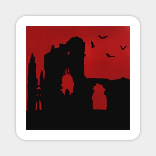 Whitby Abbey silhouette with bats Magnet