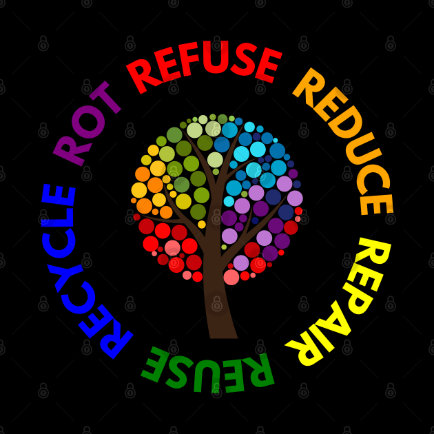 Refuse Reduce Repair Reuse Recycle Rot - Rainbow Tree by e s p y