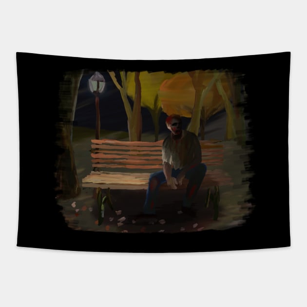 Zombie in the Park Tapestry by KittenKirby