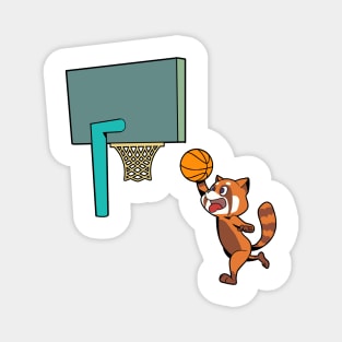 Comic red panda playing basketball Magnet