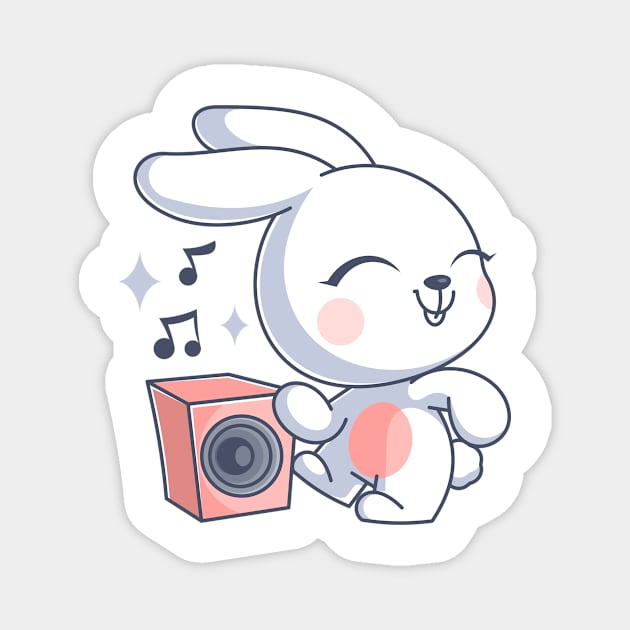 Cute bunny dancing and listening to music Magnet by Wawadzgnstuff