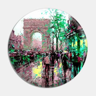 Paris Arc de Triomphe After The Rain Street Scene Print Pin