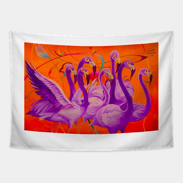 Purple Flamingo Tapestry by Binovska