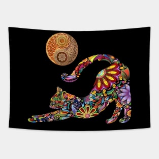 Yoga Cat Yin Yang Symbol Tapestry