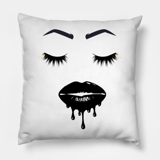 lashes and lips Pillow by byTimmyVelvet