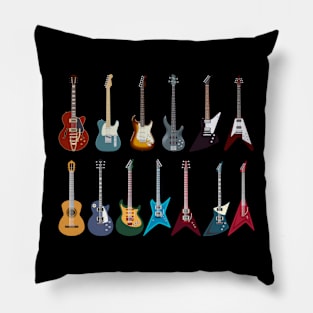 Love Guitar Different Guitars Retro Guitar Player Guitarist Pillow