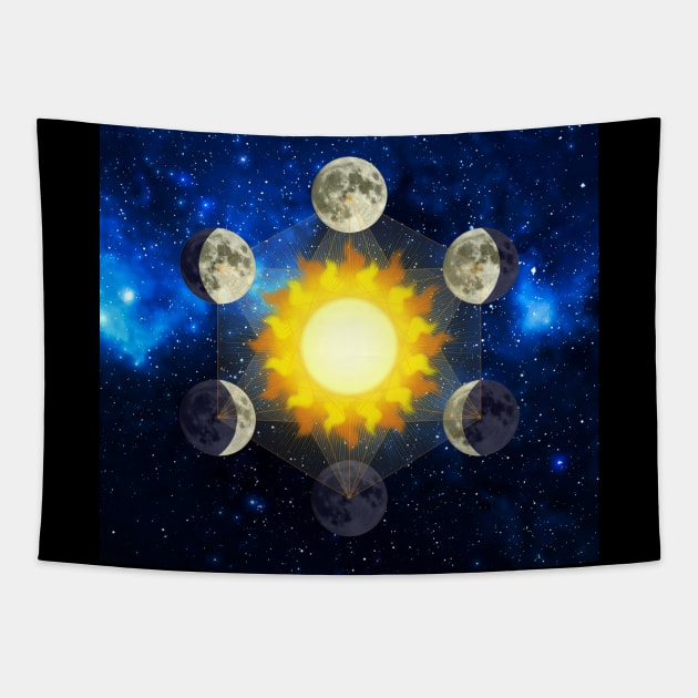 Sun & Moons Metatron Tapestry by SandroAbate