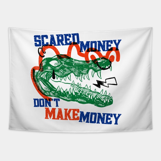 Scared Money Don't Make Money // Florida Blue & Orange Tapestry by SLAG_Creative