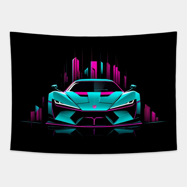 Cyberpunk Car Tapestry by TaevasDesign