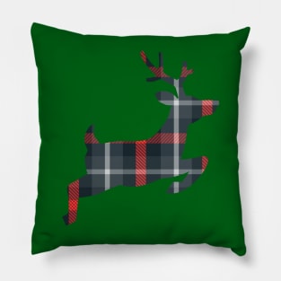 Christmas Plaid Flying Reindeer Pillow