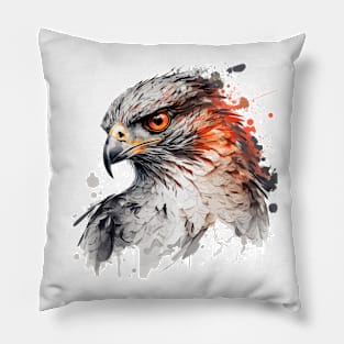 Falcon Portrait Animal Painting Wildlife Outdoors Adventure Pillow