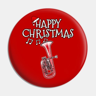 Christmas Tenor Horn Brass Musician Santa Hat Xmas Pin