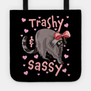 Trashy and Sassy Funny Raccoon Cute Hearts Garbage Trash Tote